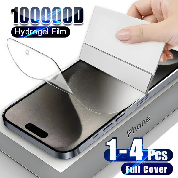 1-4 st HD Hydrogel Film För iPhone 15 14 13 12 Pro Max Mini XS XR 7 6 Plus SE Cover telefon Klart skärmskydd Ej glas For iPhone 13 Hydrogel Film