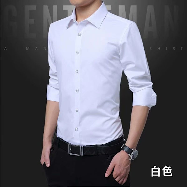 Vår Och Höst Vit Skjorta Herr Långärmad Trendig Business Slim-Fit Koreansk Stil Stilig Skjorta Professionell Klänning Herr Skjorta Trendig Wine Red XL