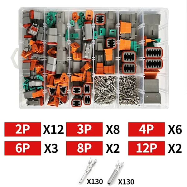 152 Pcs Deutsch Dt Serie Vattentätt Trådkopplingsats Dt06-2/3/4/6/12S Dt04-2/3/4/6/8/1 2P Bilförseglad Plugg Med Stiftboxan D sets 1 Sets