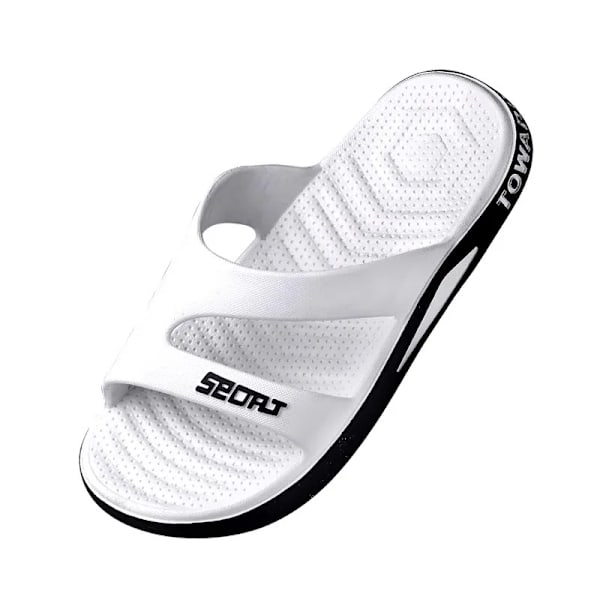 Tofflor För Män Sommar Utomhus Mode Mäns Tofflor Sandaler Tjocka Botten Tofflare Icke-Slippa Vattentäta Strand Badrum Tofflor Tofflare A6-White 45