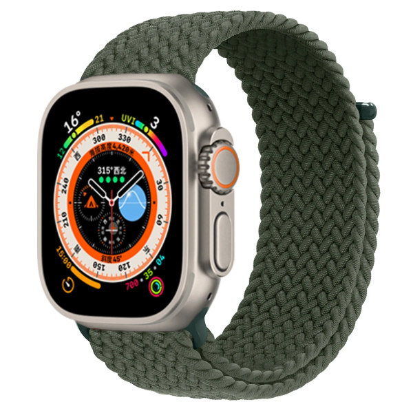 Flätad Solo Loop För Apple Watch Band 44mm 49mm 45mm 42mm Elastiskt armband iWatch series 9 8 7 se Ultra 2 Strap Inverness Green S size