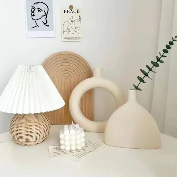 Moderne Enkel Keramik Kunst Vase Tørrede Blomster Blomsterarrangement Ornamenter Stue TV Skab Soveværelse Skrivebord Hjem Dekoration 4