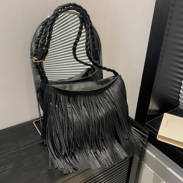 Bohemian Brun Distinctive Taske 2024 Sommer Ny Kvindertaske Retro All-Match Skulder Crossbody Taske Kvast Tasken Brown