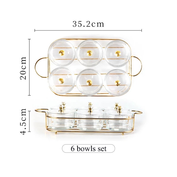 Nordisk Frugt Dessert Snacks Servering Fade Glas Skål Med Låg Fest Slik Nødder Salat Retter Plade Kage Mad Køkken Plade Transparent-6 Bowl