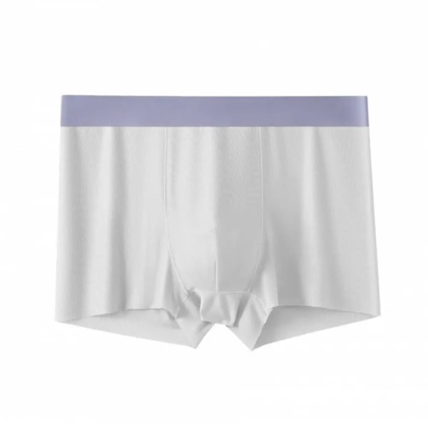 Män Boxers Tunn Andas Mjuk Is Silke Sömlös Daglig Klädsel Antiseptisk Hög Elasticitet Man Kalsonger Herr Underkläder WHITE XL