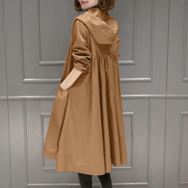 Kvinders Casual Medium-Længde Trenchcoat Løs-Fit Jakke Forår 2023 Ny Style Koreansk Version With lining caramel 3XS