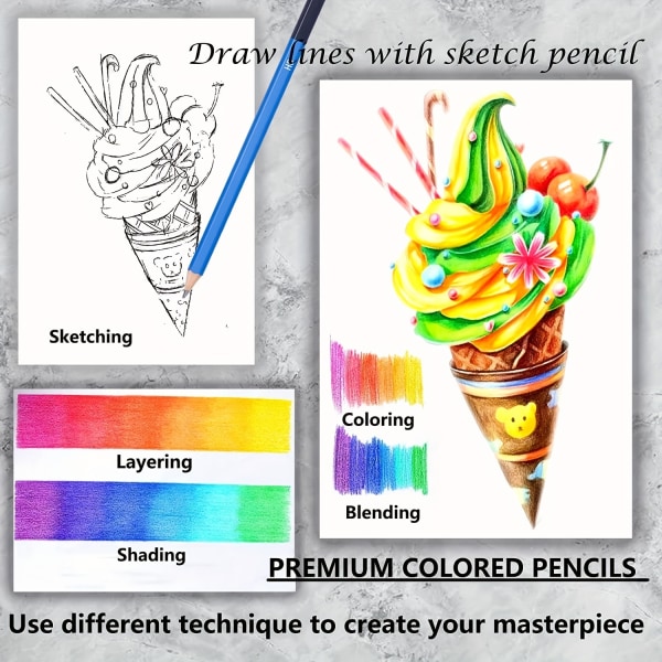 Färgpennor för målarbok för vuxna, 1 set med 72 färger, artisters mjuka kärna med livfull färg, idealisk för att rita och skissera skuggning, färgpennor