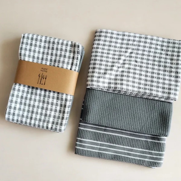 Tea Towels Home Fabrics Napkins Kitchen Towels Tea Towel Three Packs  Cotton Yarn-dyed Towels Bathroom  Hand Towel grey ordinary