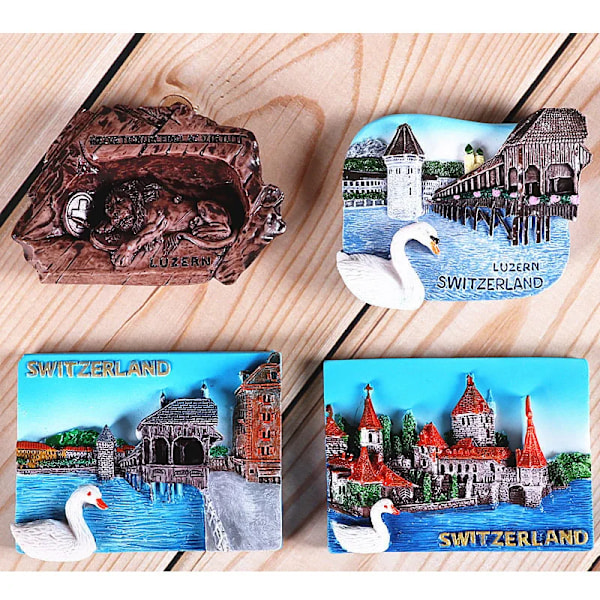 Magnetiska kylskåpsmagneter Italien Schweiz Chile Österrike Europeiska länder Turistmål souvenir Heminredning Switzerland2