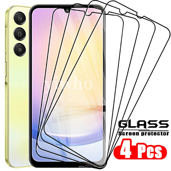 4St Härdat Glas För Samsung A25 A15 A05s A54 A34 A24 A04s A73 A53 A33 5G A13. 4G På Galaxy Skärmskydd Skyddsfilmer Skyddsfilmer 4pcs Black For Samsung A25 5G