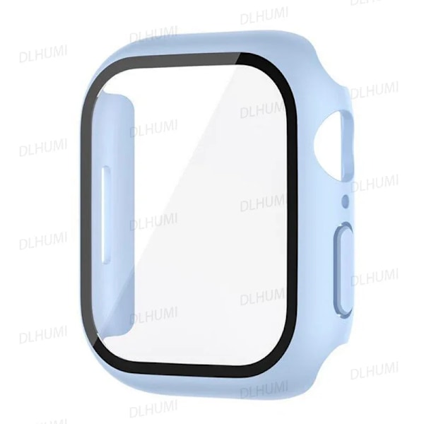 Karkaistu lasi Apple Watch 9 8 44mm 40mm 42mm 38mm 41mm 45mm PC-puskuri näytönsuojakotelo iWatch-sarja 7 6 5 3 SE. Ice sea blue Series 123 38MM