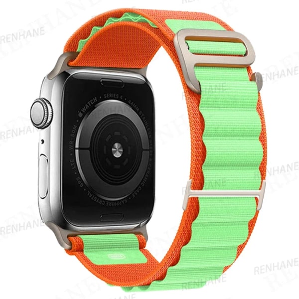 Alpine Loop Band För Apple Watch Rem 49mm 45mm 41mm 44mm 40mm 42mm 38mm Metall G-Hook Nylon Armband iWatch Ultra 9 5 SE 6 7 8 Orange Green 38mm 40mm 41mm