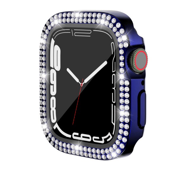 Diamond Cover för Apple Watch 45mm 41mm Case 42mm 38mm PC Bumper Protector för Iwatch Serie 8 7 6 5 4 3 Se 40mm 44mm Tillbehör A-Midnight blue 45MM Series 7 8