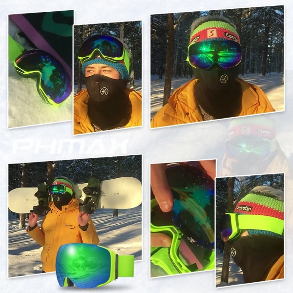 Magnetiska Skidglasögon UV400 Skidglasögon Anti-dimmglas Kvinnor Män Vinter Utomhussport Berg Snowboard Big Snow Goggle XJ-0301