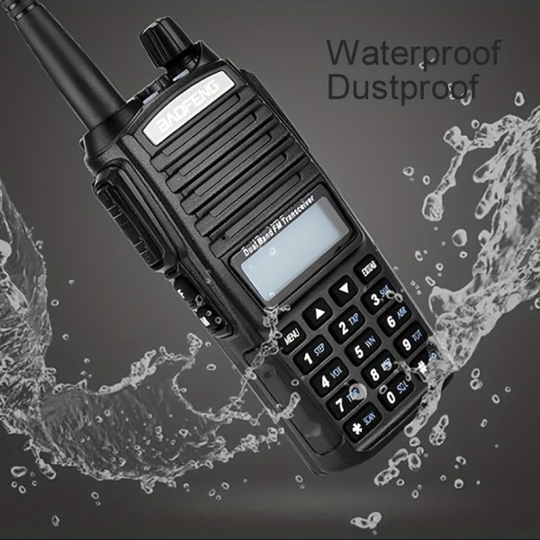 Professionell bärbar walkie talkie med dubbelfrekvensskärm och dubbel PTT- power - 8W trådlös sändare för tydlig kommunikation Black
