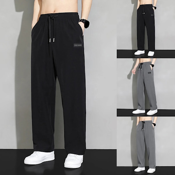 Man Byxor Casual Loose Sweatpants Sportsweatwear Gym Baggy Straight Leg Joggers Träningsbyxor Mode Dragsträng Byxor S Pantalones Dark Gray L