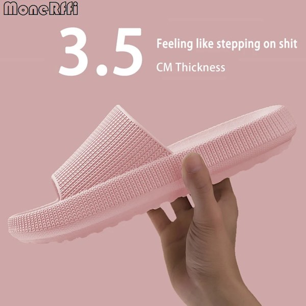 Cloud Tofflor Mænd Tykke Sål Sko Til Mænd Sommerstranden Billeder Badeværelse Anti-Slip Hjemmesko Bløde Sandaler Mode Flip-Flops 3.5CM-Pink 36-37(inner 23cm)