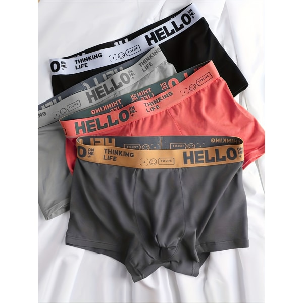 4st herr bomull Andas stretch boxer underkläder black blue gray dark gray S(46)