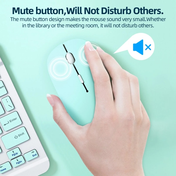 Bluetooth -mus för iPad Samsung MatePad Lenovo MiPad Android Windows Tablet Batteri Trådlös mus för bärbar bärbar dator white