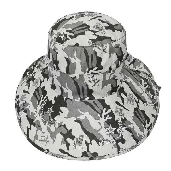 Utomhus cap Bred brätte Man andas Mesh fiskekepsar Strandhattar Kamouflage Militär hatt Sol UV-skydd Shade Hattar gray