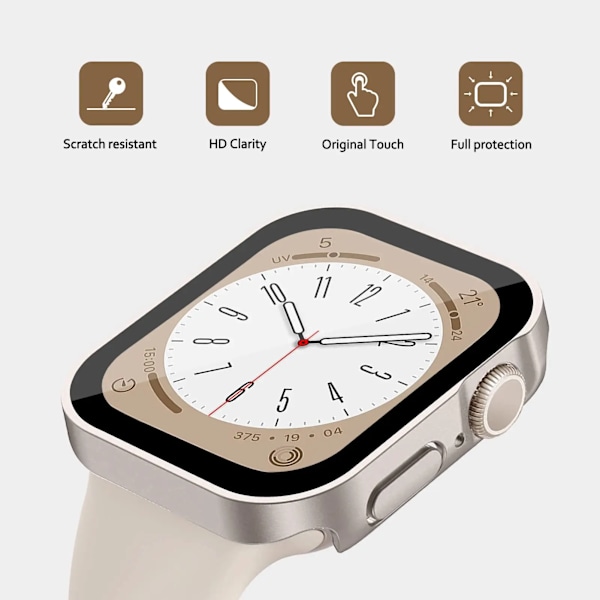 Lasi suojakotelo Apple Watchille 45mm 41mm 44mm 40mm 42mm 38mm lisävaruste karkaistu näytönsuoja iWatch-sarja 7 8 9 SE 6 5. silver white 45mm Series 7 8 9