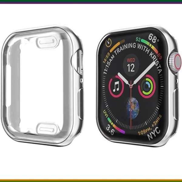 Cover watch för Apple Watch Series 8 7 6 5 case 3 2 SE Silikon genomskinligt case Skärmskydd iWatch 38 40 41MM 42 44 45MM Silver 2 40mm series 654 Se