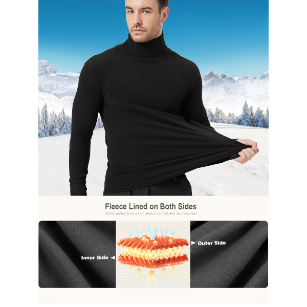 2st turtleneck fleecetröjor för män, varma thermal sportkompression thermal toppar för vintern Mixed Colors XXL(54)