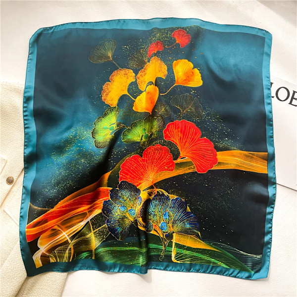 Skriv Ut 70Cm Silk Satin Headkerchief Kvinnor Lyx Design Hals Slips Scarf Kvinnliga Hår Hand Falard Shawl Hijab Bandananame FJ455-6