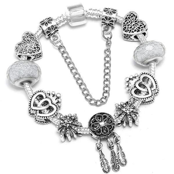 Baopn European Rosa Hjärta Till Hjärta Pärlor Charm Armband För Kvinnor Fit Varumärke Armband & Bangle Par Smycken Dropshipping 009 19cm