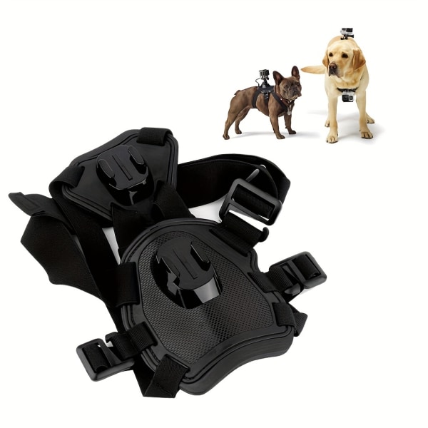 Hundselefäste för Gopro, Sjcam, Sportkameratillbehör Mjuk och justerbar hundseleväst med 2 st fäste för husdjur, bröst- och ryggfixering Black