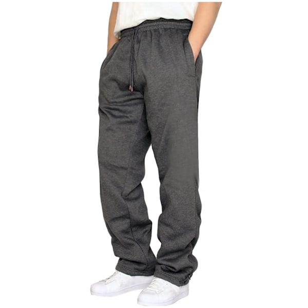 Black Plain Sweatbyxor Rak Fritid Träningsbyxor Botten Baggy Mäns Höst Vinter Byxor Sportswee Pantalones White XL