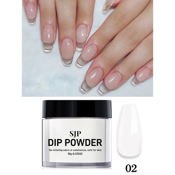 Färg Dip Powder, 10 G Naglar Dip Powder för Fransk Manikyr, Lämplig för Hemma Nail Salon DIY, Långvarig, Ingen Härdning Manikyr 2