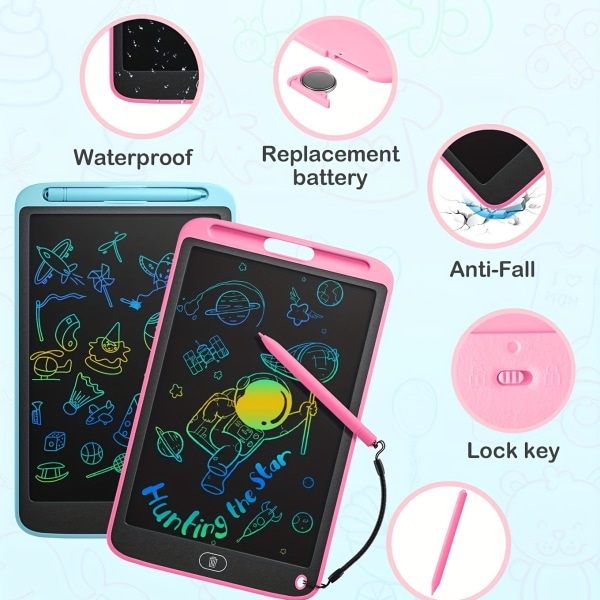 30,48 cm elektronisk ritbräda, skrivplatta för barn, färgglad skärm Doodle Board, raderbar och återanvändbar digital ritplatta, jul Light Pink-12-C