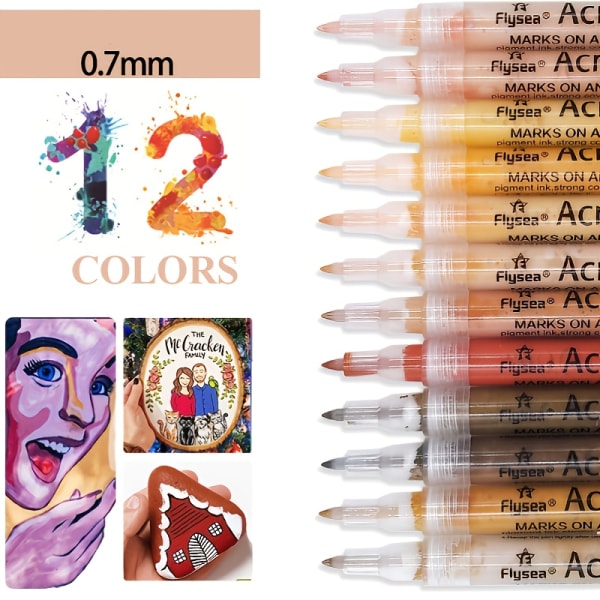 12 st Akryl Marker Pen Animation Graffiti Pensel Kroppsmålning Penna Studio Special Art Pen 12 Color Suit