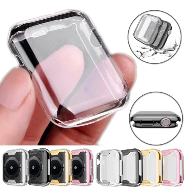 TPU- cover för apple watch Case 44MM 45MM 41MM 42MM 38MM 40MM Helt stötfångarbandsskydd iwatch-serien 9 8 7 6 5 3 SE tillbehör sliver 41mm Series 7 8 9