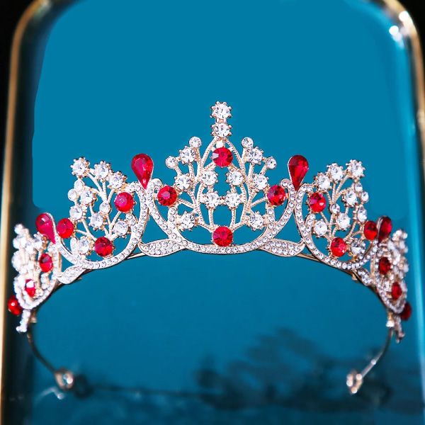 12 färger Prinsessan Drottning Flickor Rosa Kristall Tiara För Kvinnor Fest Födelsedag Krona Hår Klänning Accessoarer Huvudbonader Smycken silver rose red