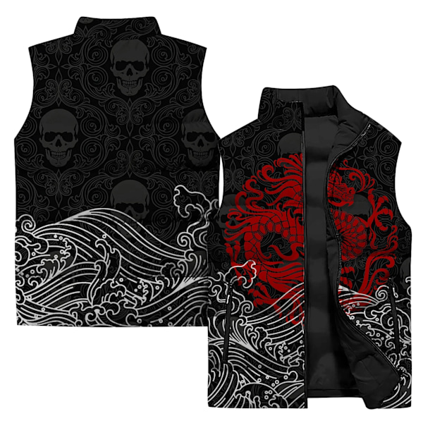 Mænds Vintervest Edderkop og Rød Drage Print Trendy Vest Mænd Jakker Mænds Tøj 2024 Harajuku Streetwear Veste Ærmeløs P24028CWJ-90PG 4XL