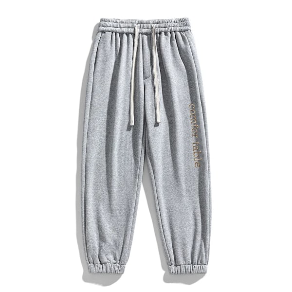 Stor Størrelse Mænd Svedbukser Forår Efterår Casual Baggy Jogger Bukser Snøre Bånd Solid Farve Sportswear Bomuld Løse Bukser 8Xl GRAY 6XL (40-42)