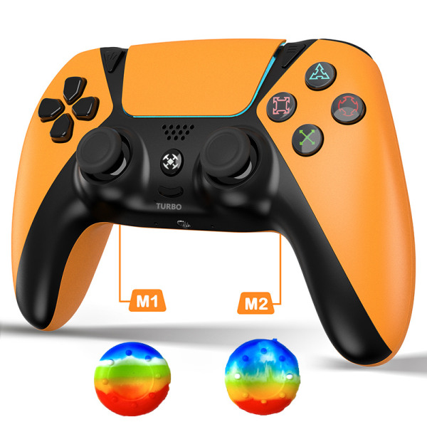 Trådlös handkontroll för PS4 med turbo och ryggpaddlar, rörelse, delning, känsliga dubbla analoga stickor, klickbar pekplatta med multi pekskärmar (orange) Orange