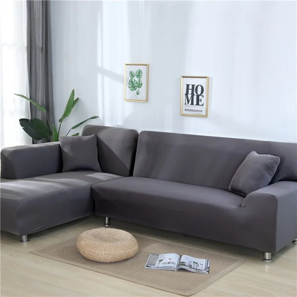 Enkla hörnsofföverdrag för vardagsrum Elastiskt spandex cover Stretch överdrag L-form soffa Behöver Köp 2st cover Grey Small( 90-140cm)1pc