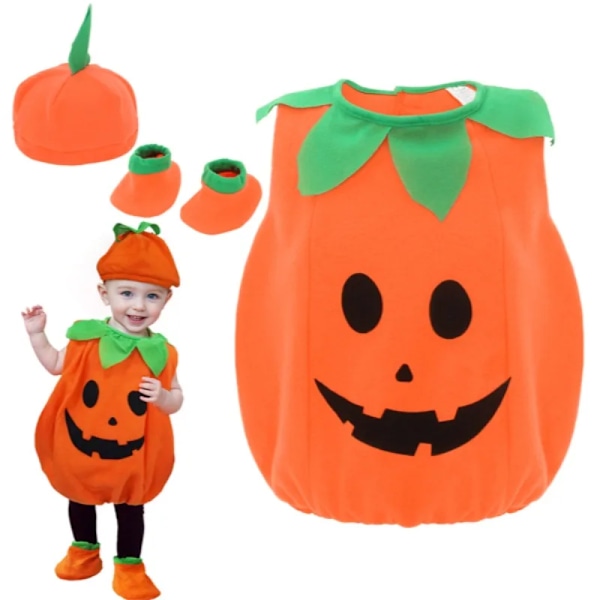 Halloween Pumpa Kostym Barn Hatt Cosplay För Baby Flickor Pojkar Scenen Prestanda Semester Party Klädd Dräkt Gåvor A 90CM