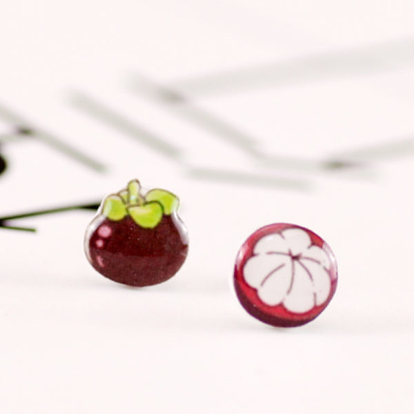 Q. Ger Creative Håndværk Cartoon Sød Frugt Dyr Stud Øreringe Sjove Øreringe Håndlavet Varme Krympelige Ark Stud Øre Ringe Stald Semicircle Red Watermelon