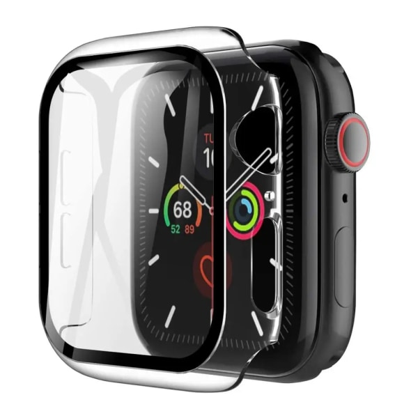 Glas+ cover För Apple Watch Case 44mm 40mm 42mm 38mm stötfångare Skärmskydd för Apple Watch Tillbehör 9 8 7 6 5 4 3 41mm 45mm Transparent 19 Series 321 38MM