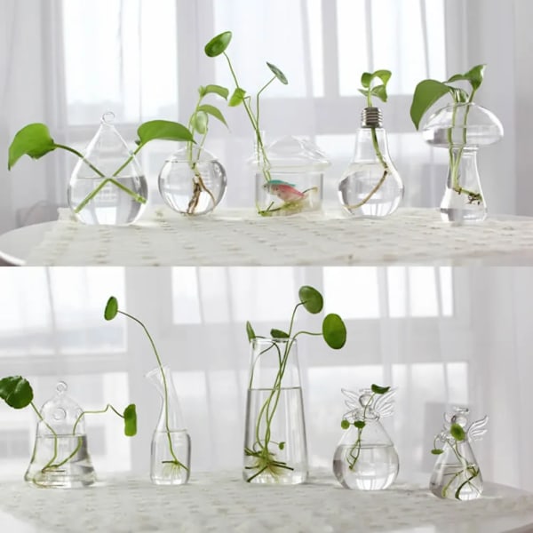 Glasvase Terrarium Kreativ Hydroponisk Plante Glasflaske Transparent Blomstervase Fiskekum Akvarium Beholder Hjem Dekoration 6