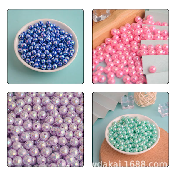 Akryl Perler Til Smykker Fremstilling Macaron Solid Farve Ab Farve Perler Runde Perler Til Håndlavet Plast Løs Bee Ad A31 pink 4mm 500g