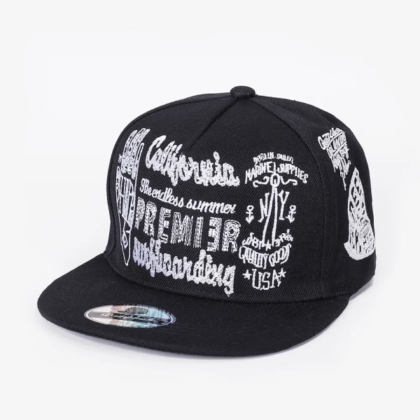 Mode Män Dam Justerbar Baseball Broderade Bokstäver Hip Hop Kepsar Solhatt Unisex Snapback Hat Cap 45-Black Adjustable