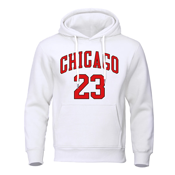 Chicago 23 Jersey Letter Number Mönster Hoodie Herr Mode Hip Hop Pullover Hoody O-Neck Street Sweatshirt Pocket Fleece Hoody White1 M