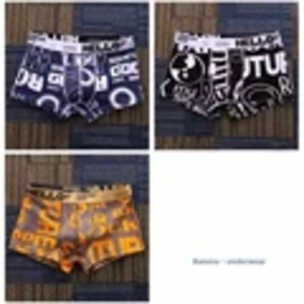 Män Underkläder Boxershorts Bomull Man Trosor Man Boxers Andningsbara Bekvämliga Män Tryckta Underkläder Sexy Quicas Cale Zoncillos 3pcsA L 50-60KG