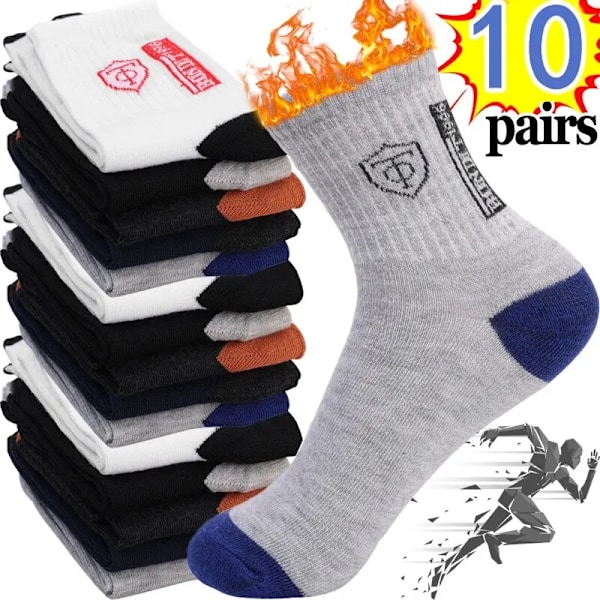 10 Par Andningsbart Bomull Sportstrumpor Män Bambu Fiber Höst Och Vinter Män Strumpor Svett Absorption Deodoranta Business Sox 10 pairs Single code