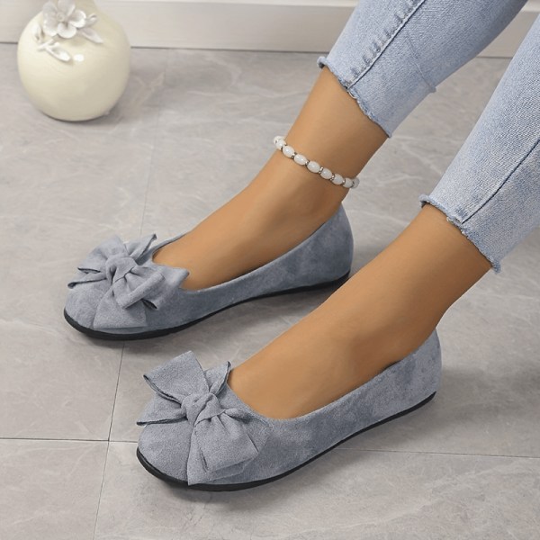 Bowknot balettkläder för kvinnor, enfärgad mjuk sula Slip-on-skor, casual och mångsidiga platta skor grey CN42(EU40.5)